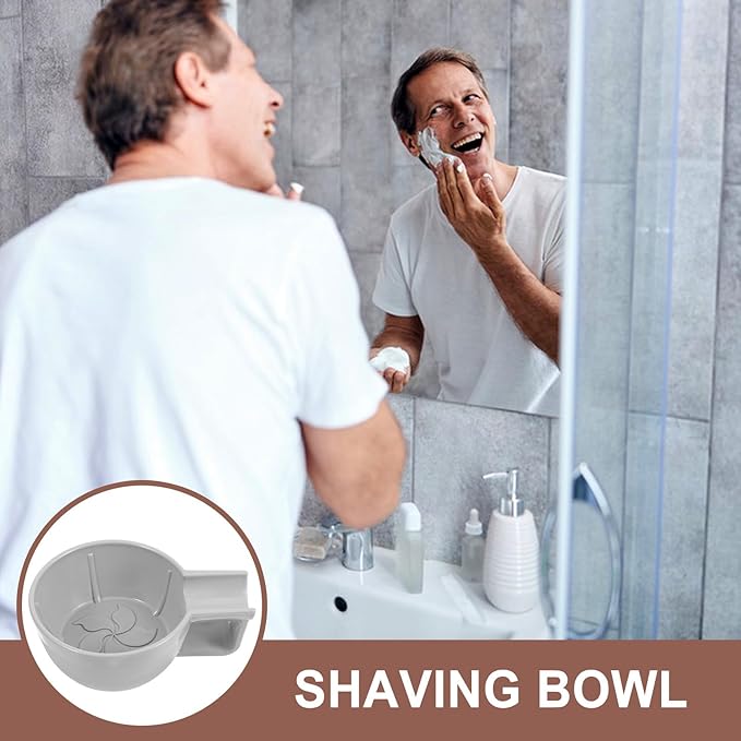 Shaving Bowl for Men Plastic Deep Shaving Soap Bowl with Wide Mouth Thickened Anti-drop Shave Cup Suitable and Facial Grooming Gray