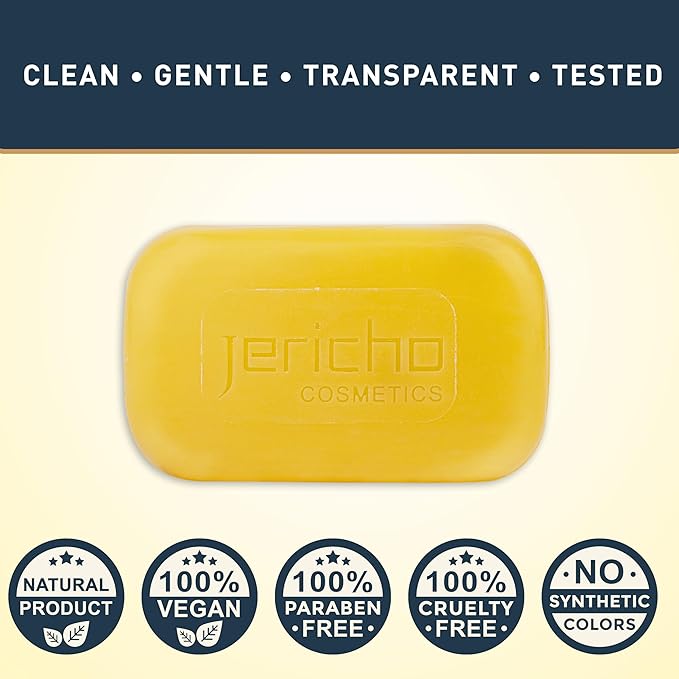Jericho Dead Sea Sulfur Soap with Olive Oil – Helps with Acne, Psoriasis, Eczema & Blackheads – For Oily to Normal Skin – Vegan Face & Body Bar for Men & Women, 4.4 Oz / 125 g (Pack of 9)