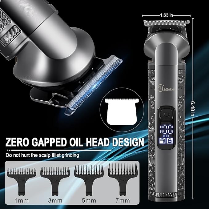 Hatteker 8-in-1 Multi-Functional Grooming Kit for Men Beard Trimmer for Men Hair Clipper Precision TrimmerNose Ear Trimmer Body Groomer Zero-Gap T-Blade, IPX7 Waterproof Cordless Trimmer Set