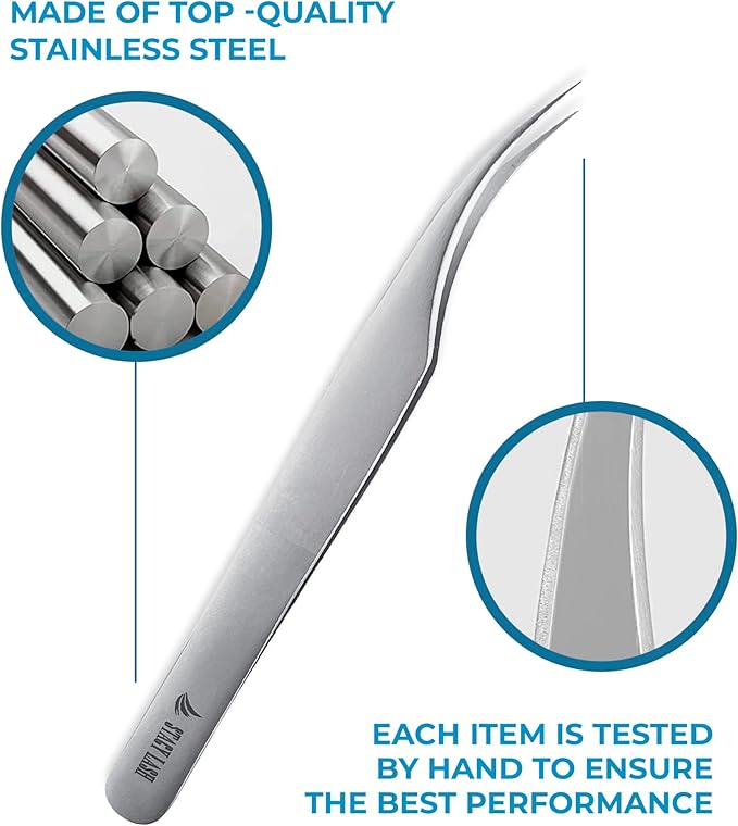 Stacy Lash STL-1 Isolation Eyelash Extension Tweezers/Supplies for Classic Extensions & Individual False Lashes/Eyelashes Separator Tool/Precision Tools/Beauty Accessories/Sharp Tweezer Tip