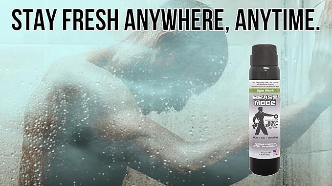 Post Exercise Body Spray to Break Down Body Odor & Sweat at the Molecular Level, Leaving You Smelling Fresh– Cologne Inspired For Post Gym Hygiene – Freshen Skin, Hair and Clothing 3.5 oz (Gym Shark)