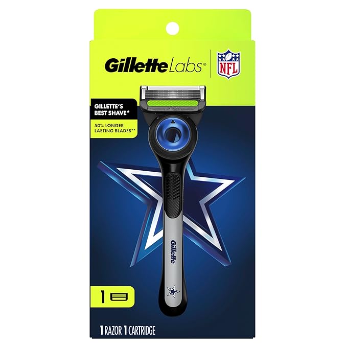 Gillette Labs Special NFL Cowboys Edition Shaving Razor for Men - 1 Handle, 1 Razor Blade Refill, Perfect for Game Day Grooming, GilletteLabs with Exfoliating Bar