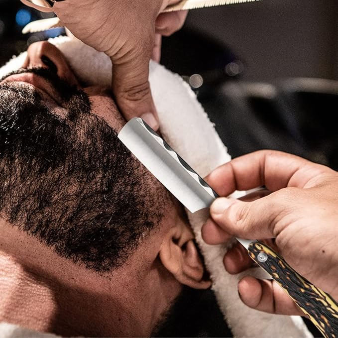 Straight Razor With Strope - Professional Straight Edge Barber Premium Stainless Steel Shaver With Shaving Strop for Men Home & Salon Grooming Using (NO.163)