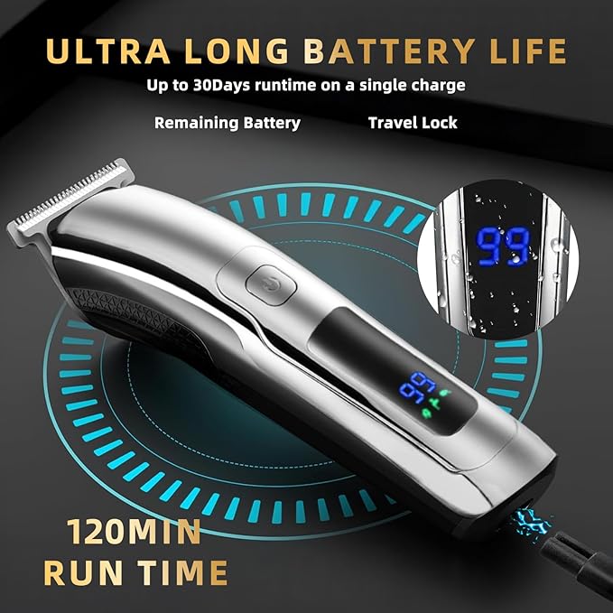 Beard Trimmer for Men, 20 Length Settings, Waterproof Electric Razor for Men with A Razor Stand, Hair Trimmer, Nose Hair Trimmer, Cordless Hair Clippers, All-in-One Grooming Kit
