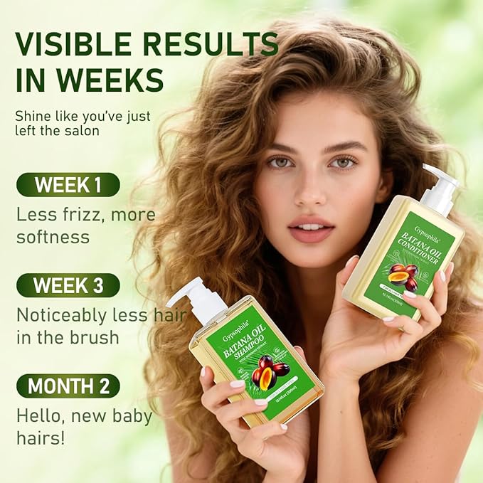 Batana Oil Shampoo and Conditioner, Hair loss and Batana Oil for Hair Growth Shampoo, Sulfate-Free for Both Men and Women 10.14 oz