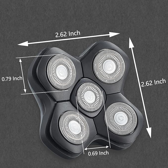 Universal New Upgrade 5 Blades Magnetic Interface Head Shaver Replacement Heads Replacement Blade Electric Razor Shaver Head (5D Black)