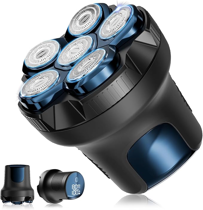 PRITECH Head Shaver for Bald Men - Effortless 6D Floating Shave,Electric Head Shavers for Men & Bald Head Shavers,Waterproof Cordless Razor for Smooth Scalp,Face & Perfect Beard,2-Speed,80Min Runtime