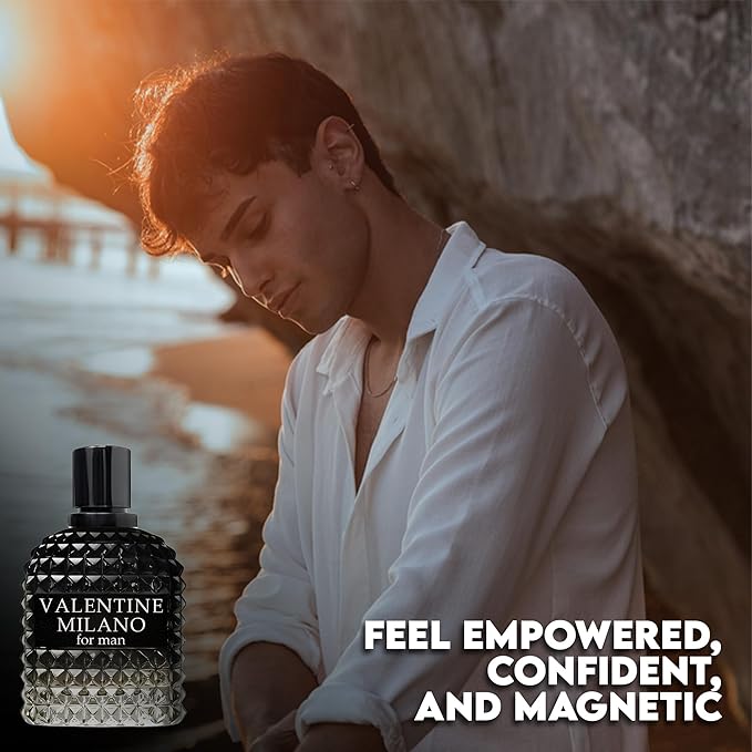 Valentine Milano & Valentine Men's Cologne Gift Set - 3.4 Fl Oz Each | Amber Floral & Vanilla Leather Fragrance | Eau de Toilette Duo for Daily & Special Occasions