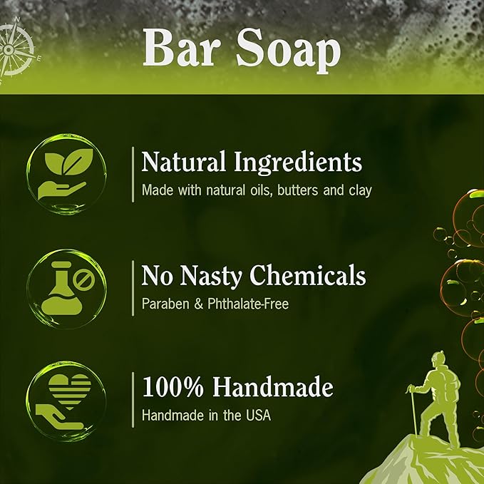 CompassSoap Arctic Rush | Natural Bar Soap for Men & Women | Body & Face Soap Bar for Women and Men | Minimalist & Gentle Lather | Natural Bath Soap, Paraben & Phthalate Free | 5 oz, Pack of 2