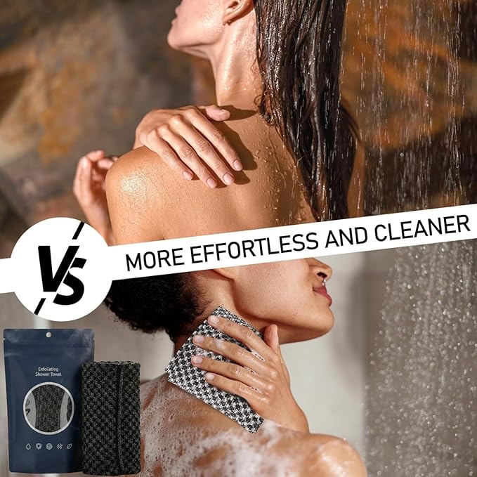Hexagon Weave Towel, Japanese Hexagon Weave Exfoliating Towel, Scrub Wash Back Bath Cloth for Body Face,Travel Gentle Sensitive Skin Towel,Washcloth Back Body for Men and Women (Black)