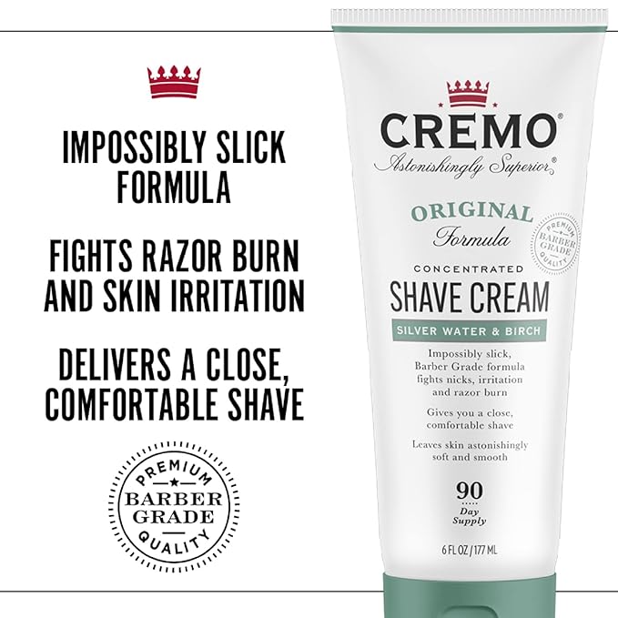 Cremo Barber Grade Sandalwood and Silver Water & Birch Shave Creams, Ultra-Slick Shaving Cream for Men Fights Nicks, Cuts and Razor Burn, 2 x 6 Fl Oz