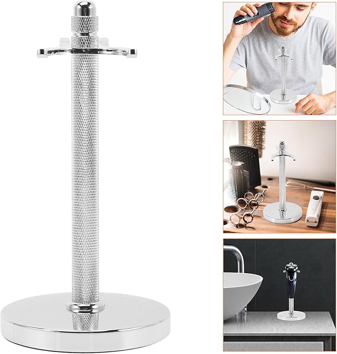 NOLITOY Shaving Razor and Brush Stand Holder for Men, Aluminum Alloy Safety Razor Stand with 31mm Clip, Barber Organizer Base for Bathroom and Travel Use