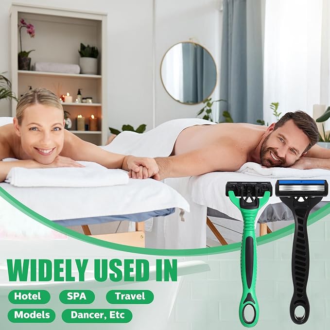 60 Pcs Men's Disposable Razors Set 3 Blade Bulk Sensitive Head Shaving Razors for Men Travel Hotel Spa Christmas Party Gift