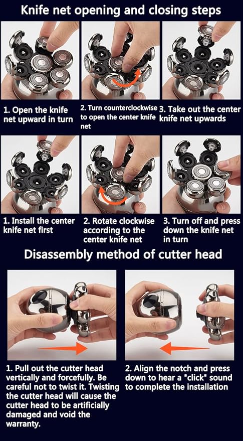 Upgrade 7 Heads Men’s 5-in-1 Electric Head Shaver for Bald Men,Multifunctional Electric Razor for Men,Cordless Rechargeable Travel Groomin Hair Trimmer Kits