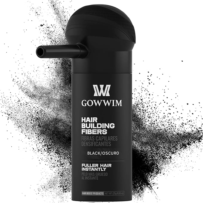 gowwim Hair Fibers with Spray Applicator Pump 2-in-1 Kit for Thinning Hair, Naturally Thickening Spray Fibers Waterproof Long-Lasting Grey Coverage Touch up for Bald Spot Cover up for Women & Men