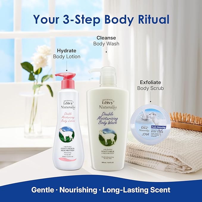 Lěivy Goat Milk Body Wash Moisturizing - Floral Fragrance, for Dry Skin Cleanser Hydrating Body Wash, with Hydrolyzed Milk Protein & Vitamin E, 16.9 Fl oz Bottle