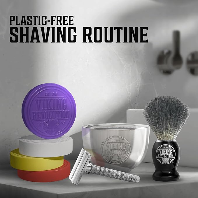 Viking Revolution Shaving Soap for Men - Shave Soap for Use with Shaving Brush and Bowl for Smoothest Wet Shave, Shaving Soap Puck - 4 Pack Variety, Each Pack 2.5oz