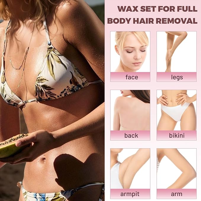 Wax Beads, 1.76lb / 800g Hard Wax Beads Coarse Hair Formula Hard Wax for Hair Removal and Senstive Skin, Wax Beads for Face, Brazilian Bikini,Body Waxing (3Rose&3Jasmine&2Chamomile)