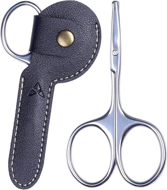 YOUYISI 3.75" Nose Hair Scissors, Round Tip Small Facial Mustache Scissors for Men's Trimming