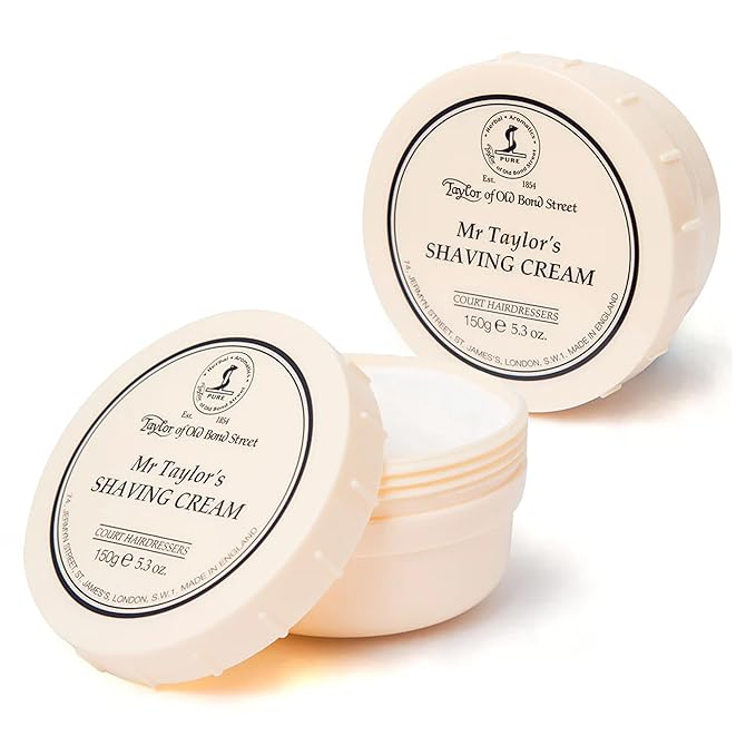 Taylor of Old Bond Street Mr Taylor Fragrance Shaving Cream Bowl 150g (2-Pack) – Rich Lather for Traditional Shaving