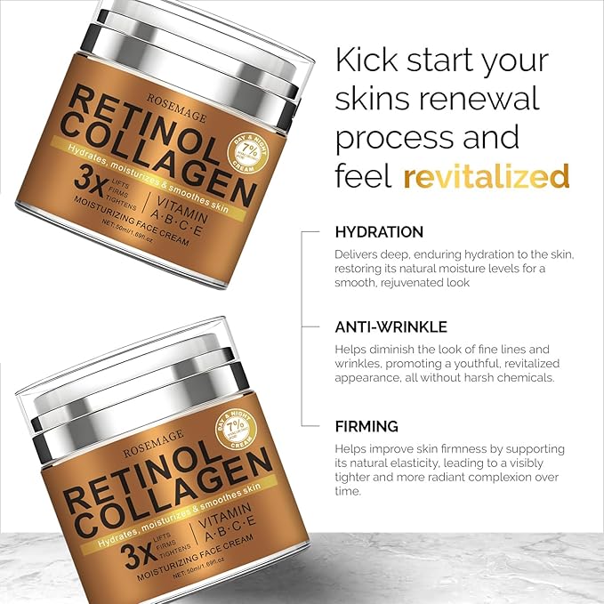 Men's Face Cream Moisturizer - Anti-Aging Cream For Men, Collagen, Retinol & Hyaluronic Acid - Day & Night - Facial Skin Care- Anti Wrinkle