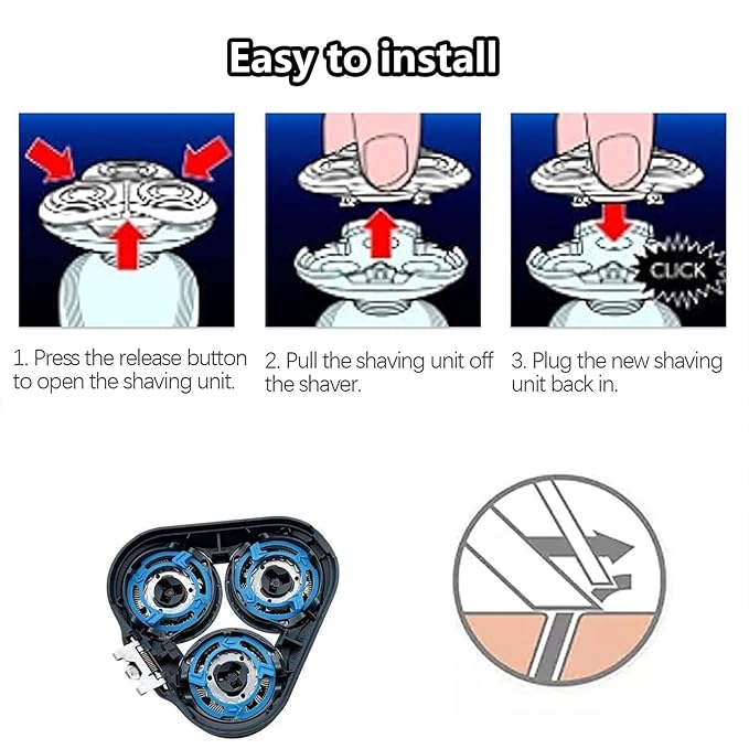 Sh50/52 replacement blades Compatible with Philips Series 5000 Electric Shavers, Whole Replacement Head Compatible with Norelco Razor Series S5000 All Models S5252 S5270 S5271 More