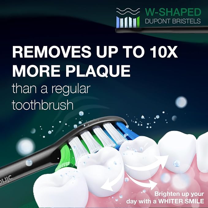 Wagner Stern WHITEN+ Edition. Whitening Electric Toothbrush with Pressure Sensor. Offers 5 Brushing Modes, 3 intensities, 8 Soft Brush Heads, and a Luxury Travel case.