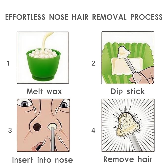 62 PCS Nose Wax Sticks Kit with Disposable Spatulas for Nostril Cleaning and Ear, Face, and Hair Removal for Men and Women. Painless application.