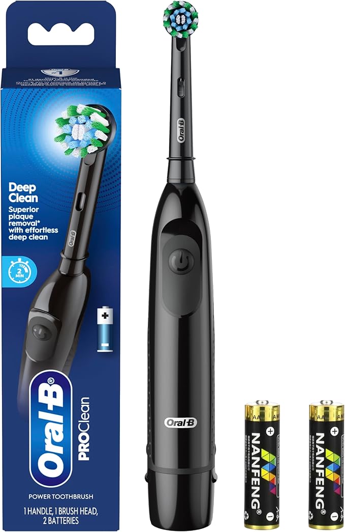 Oral-B Pro 100 CrossAction, Battery Powered Toothbrush, Black, 1 Count (Pack of 1)