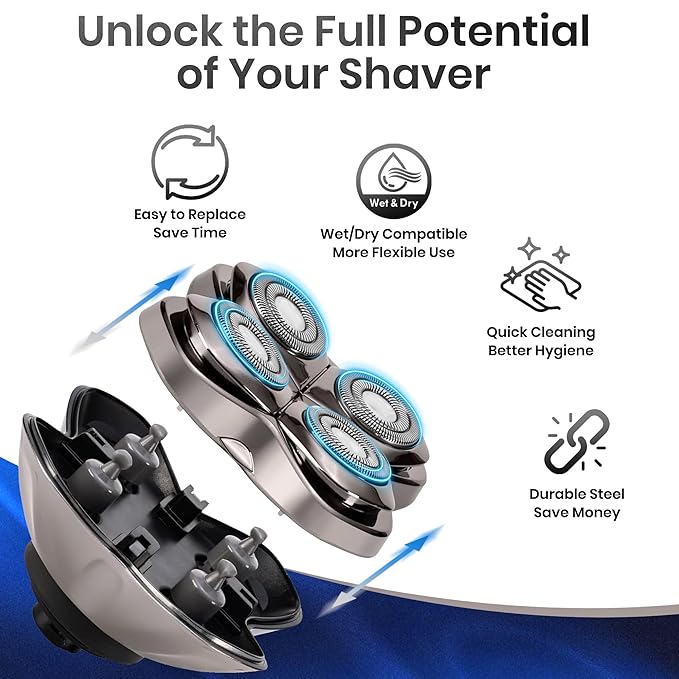 1 Pack Replacement Blades Compatible with Pitbull Shaver Gold PRO & Silver - Pitbull Shaver Replacement Blade, Enhanced Heads for Superior Smooth Shaving Without Scratching