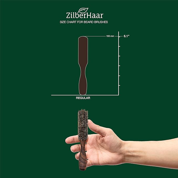 ZilberHaar Vegan Beard Brush - Stiff Bristles - Oiled Walnut and Mexican Tampico bristles - Animal-Free Beard Grooming Product - Made in Europe