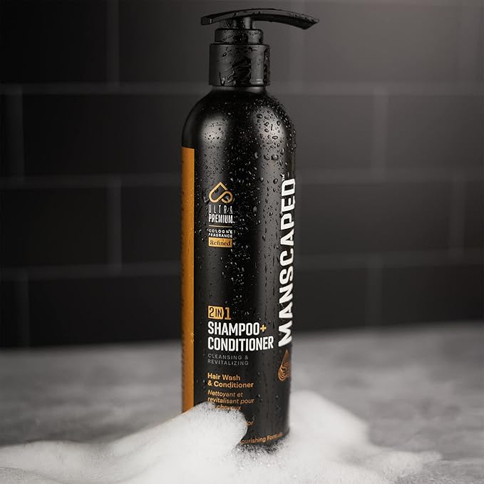 MANSCAPED® 2 In 1 Shampoo & Conditioner, UltraPremium Formula Infused with Sea Kelp, Coconut Water, Aloe for Nourishing and Hydrating Hair (16 oz Aluminum Bottle)