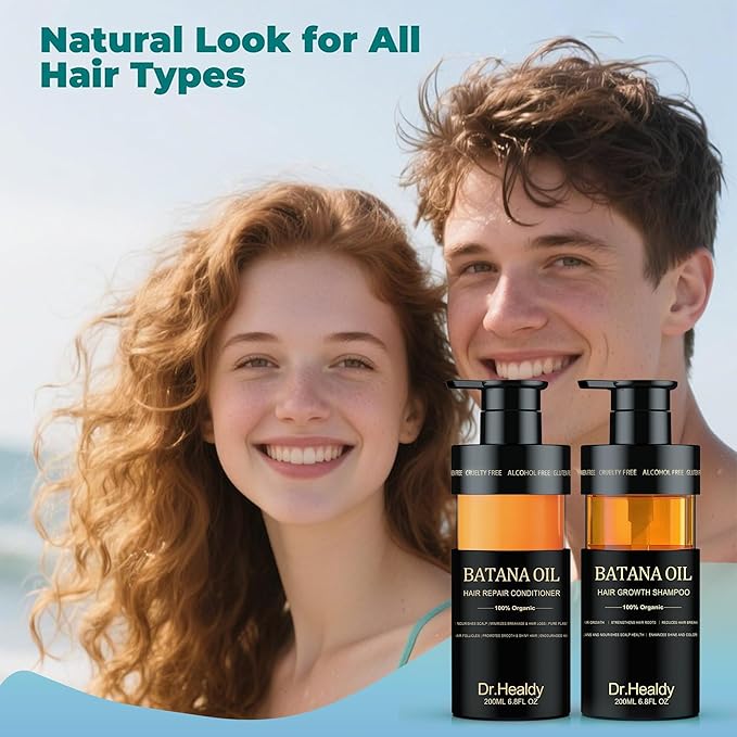 Batana Oil Shampoo and Conditioner Set - for Hair Growth,Thickening & Hydration,Sulfate Free - Fights Hair Loss & Clarifies Scalp - for Men & Women (6.8 Fl Oz×2)
