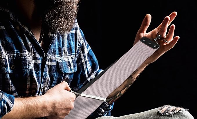 Razor Strop - Barber's Latigo Leather Straight Razor Strop. Dual Strap that will be a Great Addition for Any Straight Razor. PREMIUM LEATHER Strop for Sharpening. (Brown Personalized)