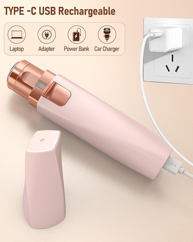 Eyebrow Trimmer Facial Hair Removal for Women: 2 in 1 Rechargeable Facial Hair Remover & Eyebrow Razor, Electric Painless Face Shaver for Women with LED Light for Eye brow, Lips & Face