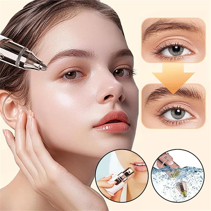 Portable 2-in-1 Facial Shaver,Type-C Rechargeable Women Shaver, Women Eyebrow Trimmer with Built-in LED Light. (White)