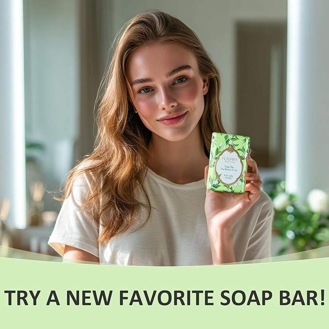 Bee & Flower Soap Bar Pear Blossom & Tea Essential Oil Scented Soap Bar Moisturizing Bath Bar Soap Nourishes Your Skin 4.4 oz(Pack of 4)