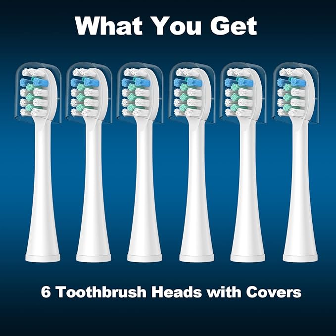 6 Pack Toothbrush Replacement Heads Compatible with WaterPik Sonic Fusion 2.0, FitMount Flossing Brush Head Fit for Water-Pic SF-01 SF-02 and 2.0 SF-03 SF-04