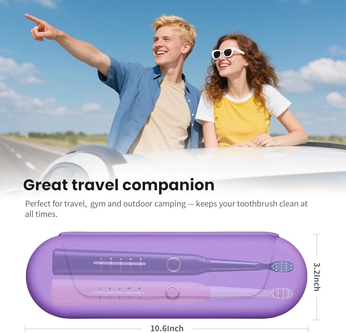Silicone Electric Toothbrush Travel Case, Manual Toothbrush Travel Cover for Men and Women,Toothbrush Holder for Travel,Gym and More, Fits Most Manual and Electric Toothbrushes - Purple