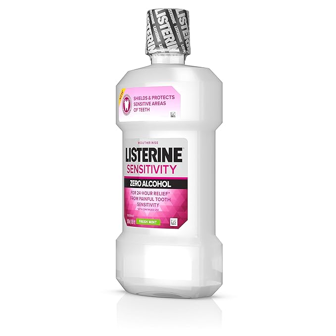 Listerine, Zero Alcohol Mouthwash 24hour Relief for Painful Tooth Sensitivity, fresh mint, 16.9 Fl Oz