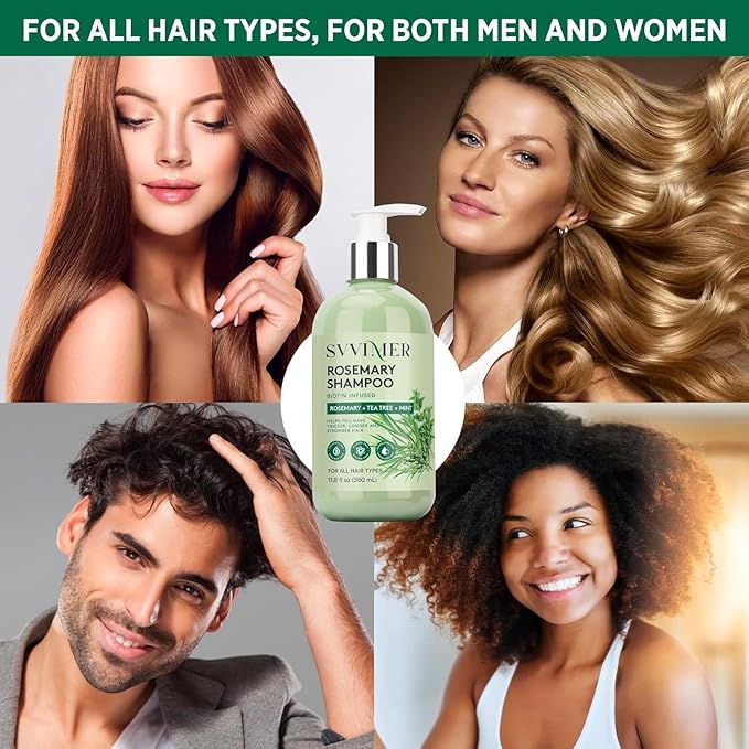 Svvimer Hair Thickening Shampoo and Conditioner - Rosemary Shampoo with Biotin Tea Tree Oil Mint for Thinning Hair - Sulfate Free for Women and Men