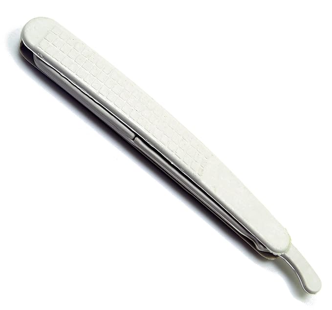 Barber Razors Straight Edge Folding Handle White with Blade