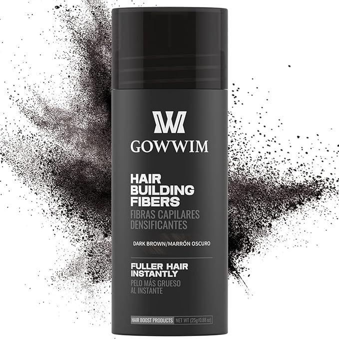 gowwim Hair Fibers for Thinning Hair 25g Hair Building Fibers 100% Undetectable,Instantly Cover Sparse Hair Areas-Bald Spots Cover Up. (Dark Brown)