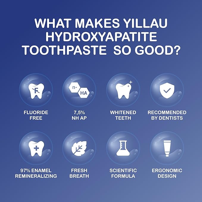 Hydroxyapatite Toothpaste, Nano Hydroxy 7.5%, Fluoride Free, for Sensitive Teeth Enamel Protection, Dent Whitening, Remineralizing, Nano Hydroxyapatite Toothpaste, Dent Protection, Fresh Breath