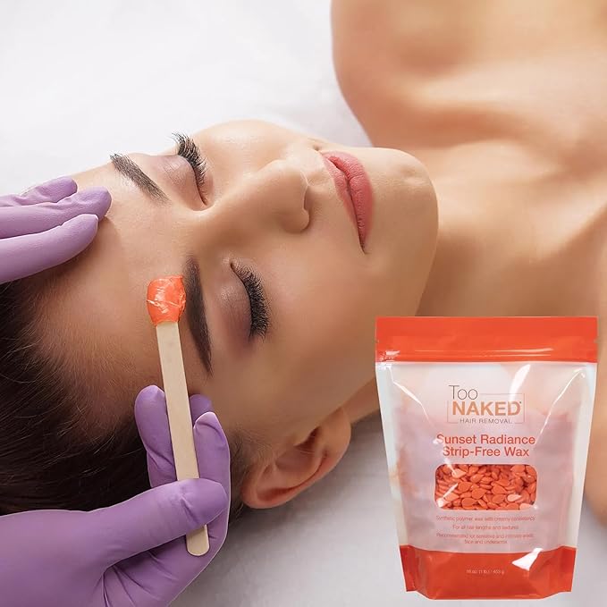 Too Naked Hair Removal Sunset Radiance Strip-Free Wax, Full Transparency with Creamy Consistency, Hypoallergenic for Sensitive Areas, Fragrance-Free, Unisex, 1 Lb.