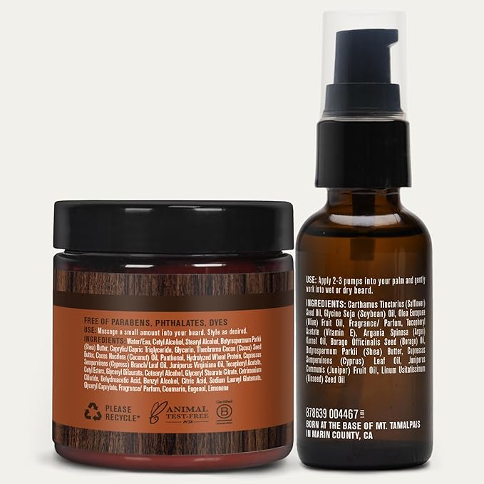 Every Man Jack Beard Oil & Scruff Softening Butter Bundle - Aged Bourbon Fragrance - Rejuvenates, Hydrates & Styles Dry Beards - Naturally Derived with Cocoa Butter and Shea Butter