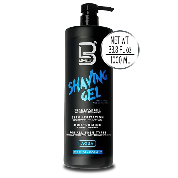 L3 - Level 3 Shaving Gel - Straight Razor Shave Gel - Non-Irritating - Refreshing Smell - No Hot Towel Necessary - Level Three Razor Gel (Aqua - Large)