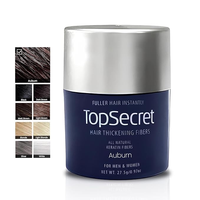 Top Secret Hair Thickening Building Fibers Refills - Undetectable & Natural Hair Filler - for Men & Women - Instantly Fill In Fine Thinning Hair - Weather & Sweat Resistant (Auburn, Travel)
