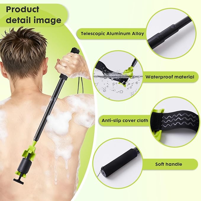 Back Shaver Extension Handle,Razor Extension Handle for Men,Long Handled Razor for Legs and Body,Adjustable Angle Back Trimmer with Telescopic 13-25 Inch Handle, Ideal for Elderly and Self-Care