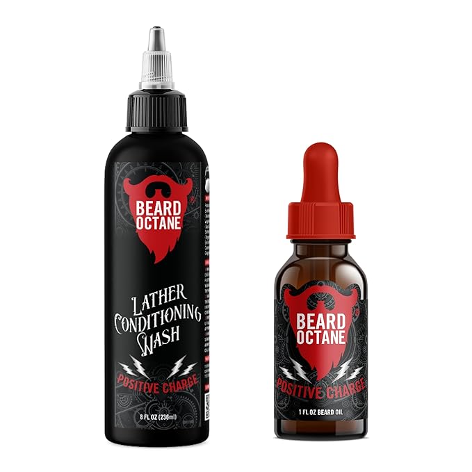Fundamental Beard Kit - Beard Oil & Beard Wash Combo Positive Charge - Sugared Grapefruit, Gingered Peach & Seltzer